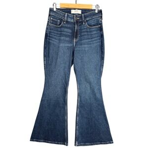Hollister Womens Curvy High Rise Flare Jeans Dark Wash 8S 29 Short Denim Pants